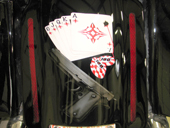 airbrushed cards and gun with bleeding bullet hole